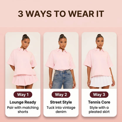 Pink Polo & Pleat Co-Ord Set