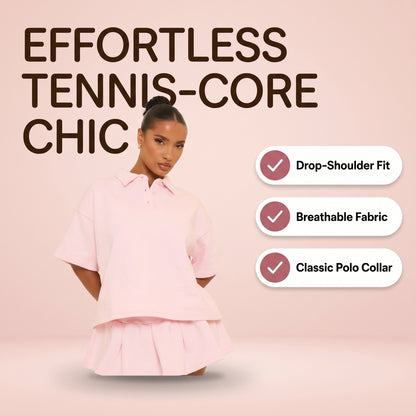 Pink Polo & Pleat Co-Ord Set